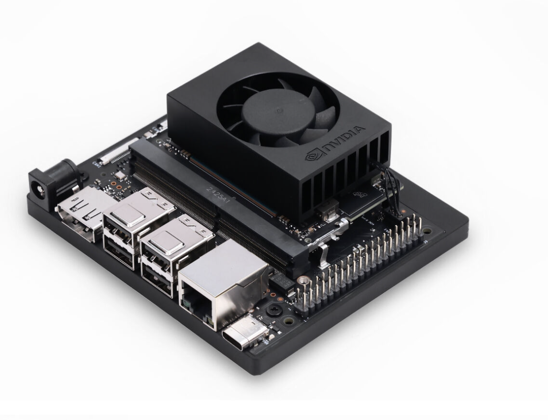 NVIDIA Jetson Nano single-board AI computer with fan