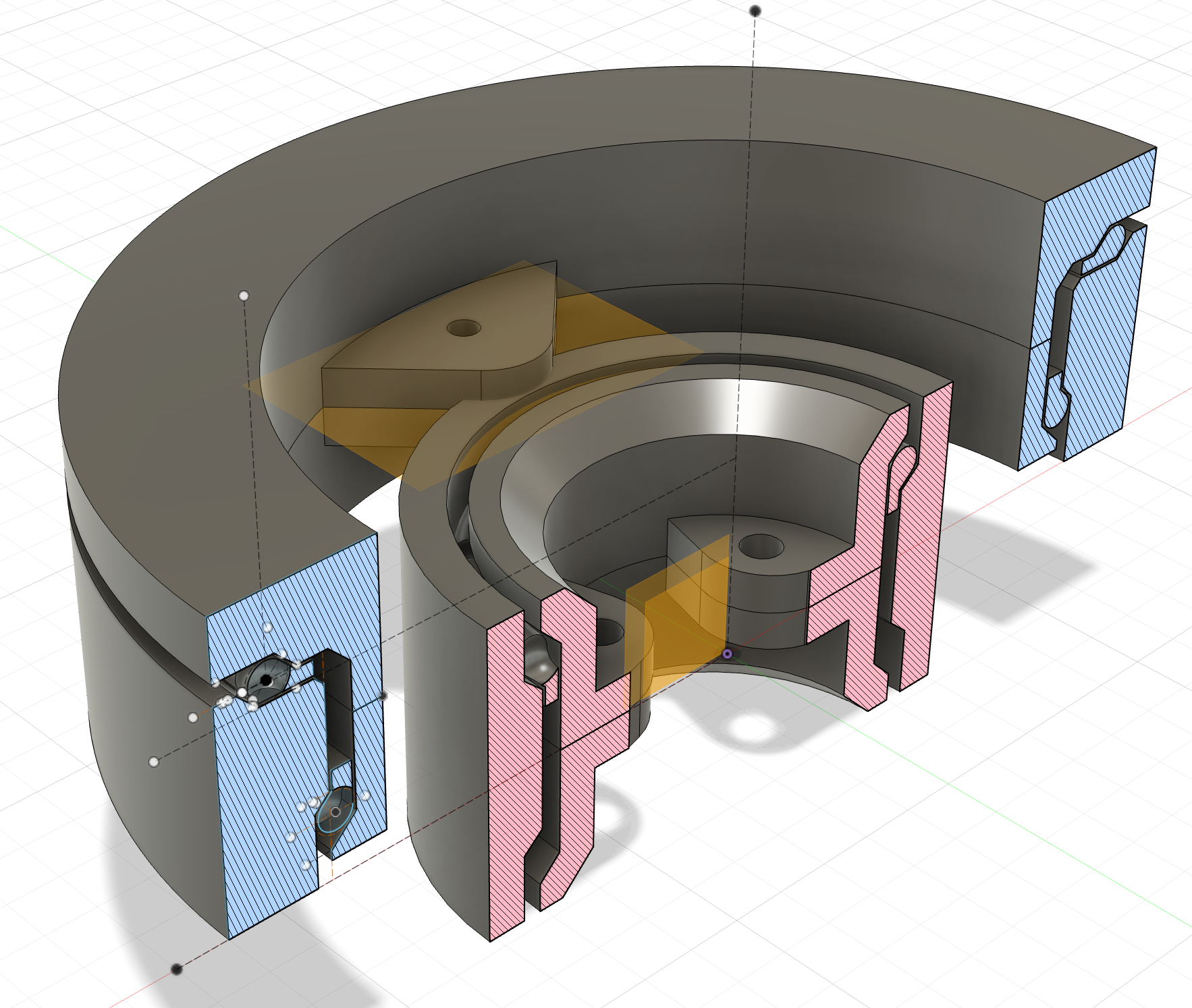Fusion 360 thrust-bearing assembly cross-section