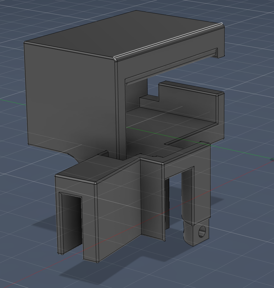 Isolated Fusion 360 CAD of the servo-to-trigger mount