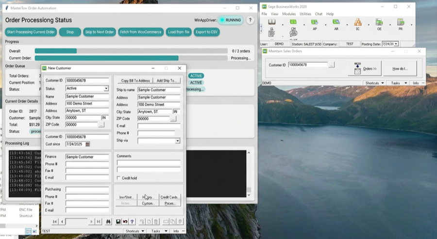 MasterTow order automation driving Sage BusinessWorks