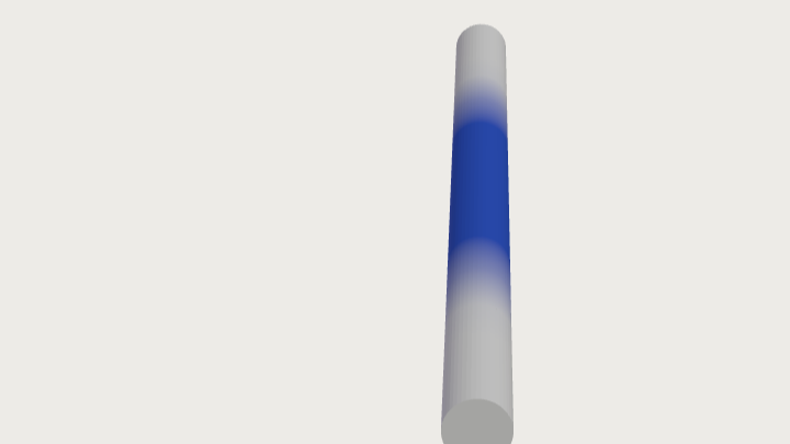 3D-printed magic wand — blue middle, white ends
